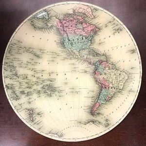 John Derian Map Large Decoupage Glass Plate